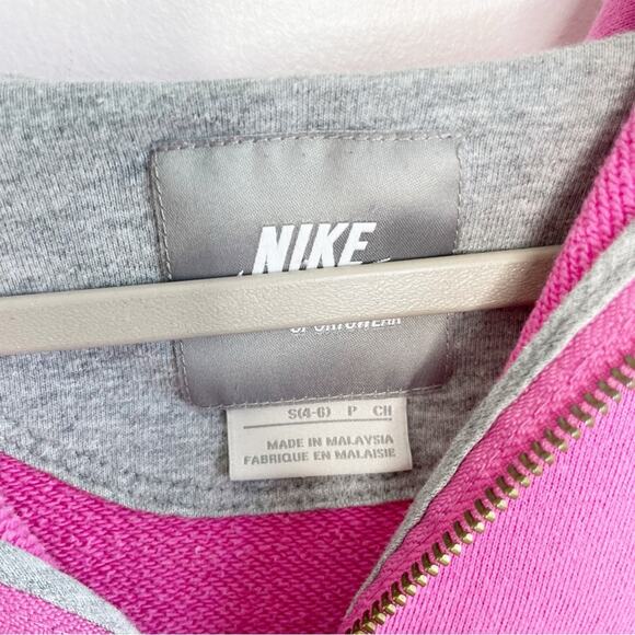 NIKE Pink Long Sleeve Quarter Zip Up Hoodie Embroidered Logo Size Small - Picture 3 of 6